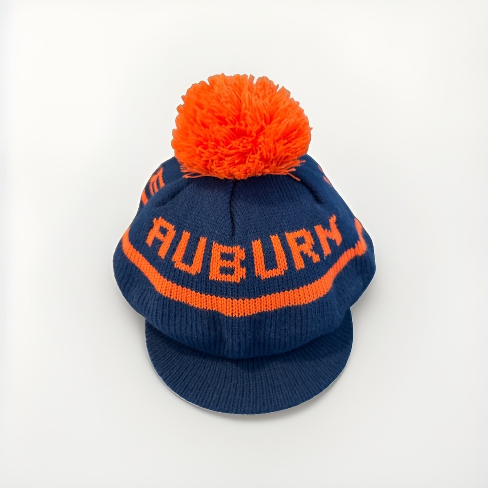 Vintage Auburn Beanie Hat with Brim War Eagle Blue And Orange - Picture 3 of 5